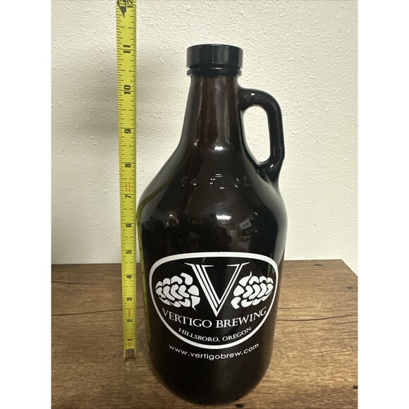 Vertigo Brewing 64 fl. oz Amber Glass Growler Bottle Jug Hillsboro Oregon Beer - Picture 12 of 13